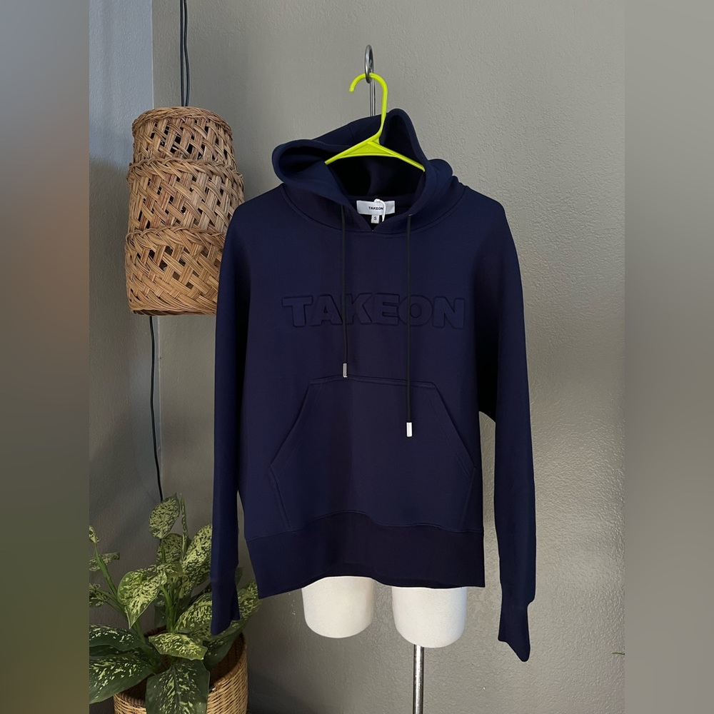 NWT TAKEON Hoodie Sweater Blue Sz S